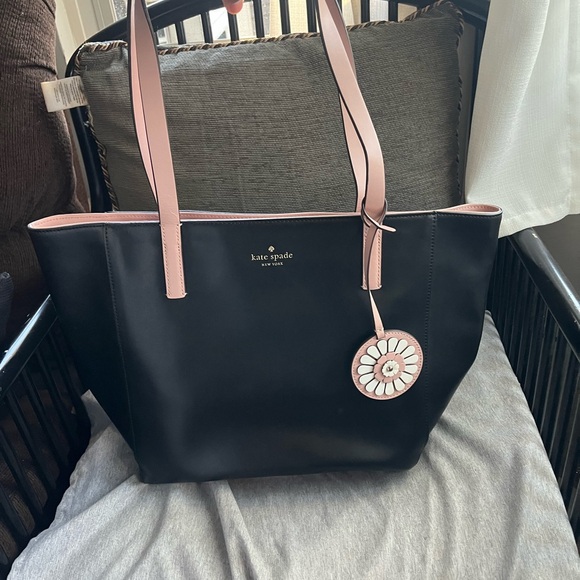 Kate Spade Black Tote with Pink Trim - Picture 1 of 8
